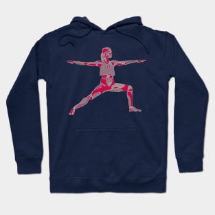 Yoga Woman Warrior Pose Outline Red Pink Hoodie